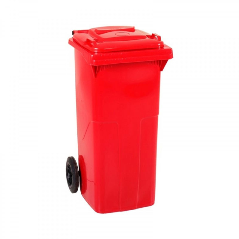 120 l Kırmızı Plastik Çöp Konteyneri